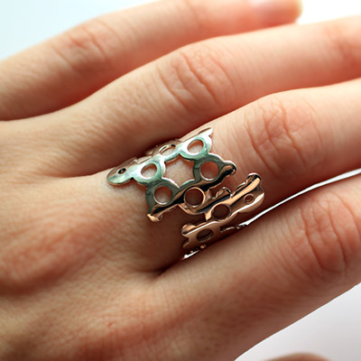 Adrenaline ring any size. Molecule jewelry.