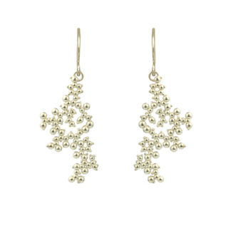 2 earrings on a blank background. The earrings are the shape of the oxytocin molecule