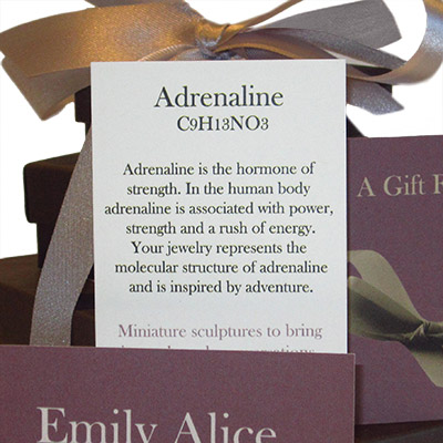 Adrenaline molecule jewelry description