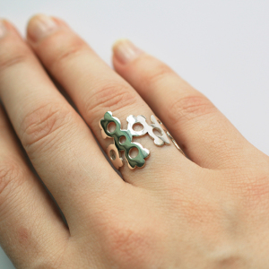 Acetylcholine Molecule Ring Sterling Silver